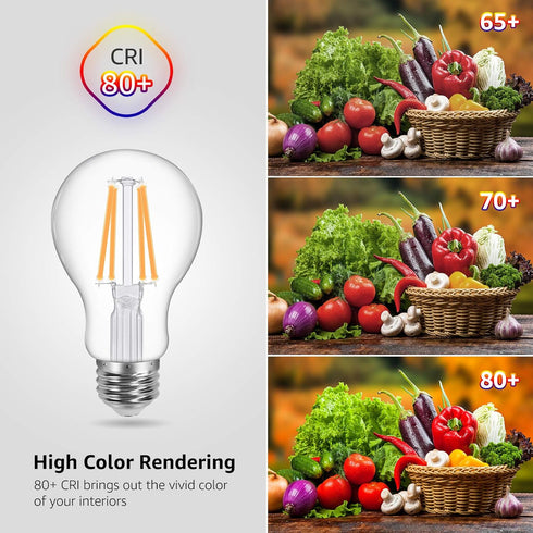 Lepro Vintage LED Bulbs, Dimmable Filament Bulb, 8W 800LM, 60W Equivalent, Classic Clear Glass, 2700K Warm White, A19