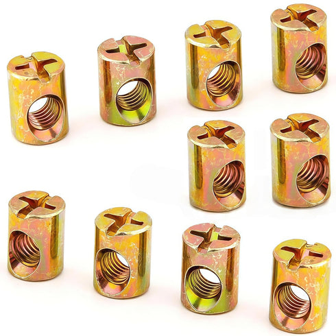 Generic M6 Barrel Nut 10 x 13mm Cross Dowels Slotted Nuts Spring Loaded