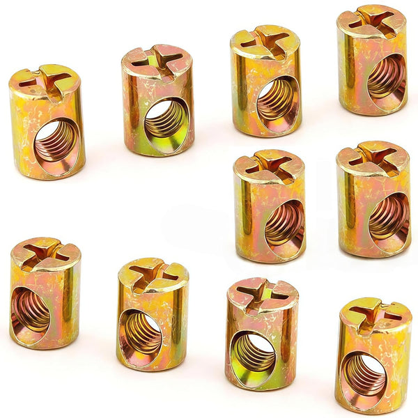 Generic M6 Barrel Nut 10 x 13mm Cross Dowels Slotted Nuts Spring Loaded
