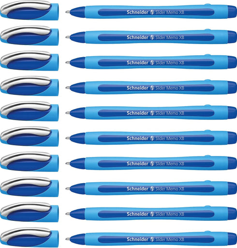 Schneider Slider Memo XB Ballpoint Pen, 1.4 mm, Light Blue Barrel, Box of 10 Pens (150203)