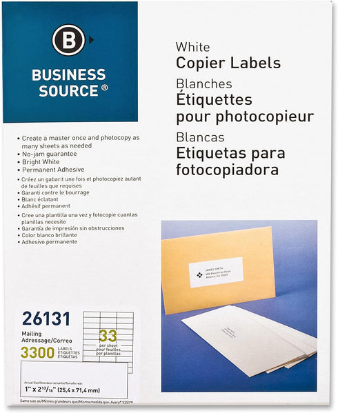 Business Source Bright White Copier Labels