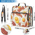 Fisyme 3 Fried Bacon Eggs Zipper Binder Ring with Zipper and Shoulder Strap Large Capacity Multi-Pocket Binder