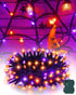 Kelumi Halloween String Lights Battery Operated, Orange and Purple Fairy Lights with Timer