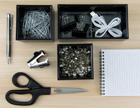 Bostitch Office Konnect Desk Organizer, Accessory Tray & Storage Cup Bundle for Desktop Storage (Black)