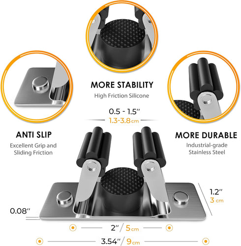Broom and Mop Holder Wall Mounted - Heavy Duty SUS304 Stainless Steel Screw and Adhesive Broom Hanger Rack Tool Organizer Storage for Laundry Room Garden Garage (Black 3 Pack) by SAYONEYES