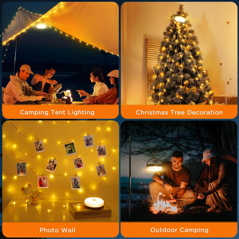 33FT 3000 4 1 9 Retractable Camping String Lights, mAh Rechargeable in Tent Lights String with Modes, Outdoor Portable