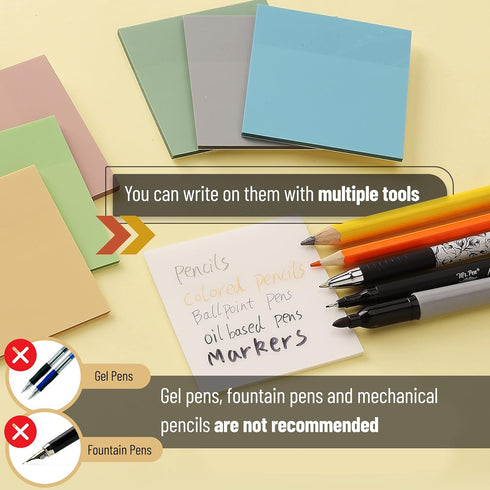 Mr. Pen Sticky Notes, 3”x3”, 12 Pads, Transparent Self-Stick Note Pads, Colorful Sticky Notes Bulk