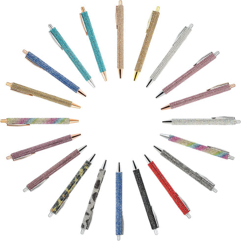 Gullor Click Ballpoint Pens, Diamond-encrusted Medium Point 1mm Black Ink Pens for Office Supplies, Gift Wedding