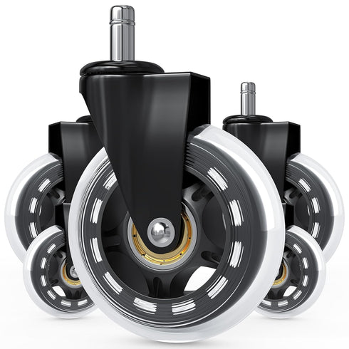 Innovative Haus Premium Office Chair Wheels Replacement Set of 5, Heavy Duty 3'' Clear Caster Wheels for Carpet &