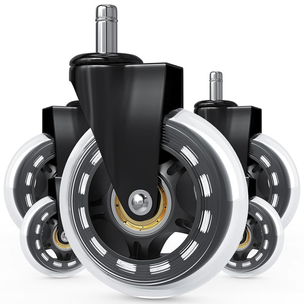 Innovative Haus Premium Office Chair Wheels Replacement Set of 5, Heavy Duty 3'' Clear Caster Wheels for Carpet &
