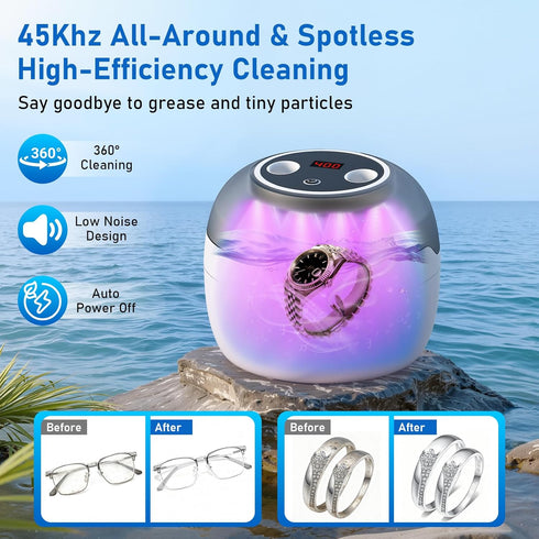 Yaofafa 45KHz 4 360 Ultrasonic Jewelry Cleaner | Ultrasonic Cleaner Machine with Modes & Digital Timer Display |