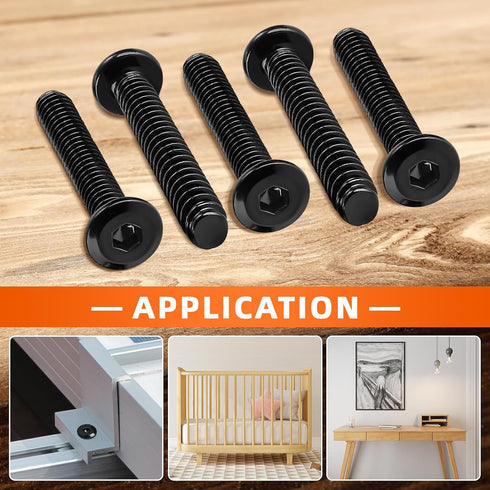 MewuDecor M6 18mm Countersunk 25 x Flat Head Socket Head Screws Bolts for Furniture Chair Table Desk Crib Bed, Carbon