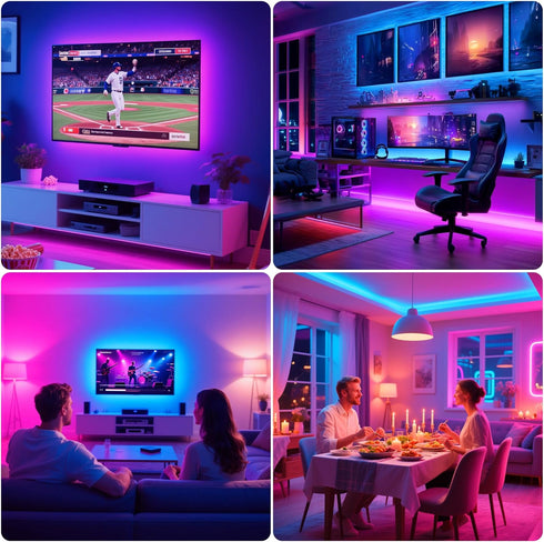 40-60 Inch 8.2ft 16 PANGTON VILLA TV LED Backlight for TV, LED Lights for TV with Bluetooth APP & Remote Control, Color
