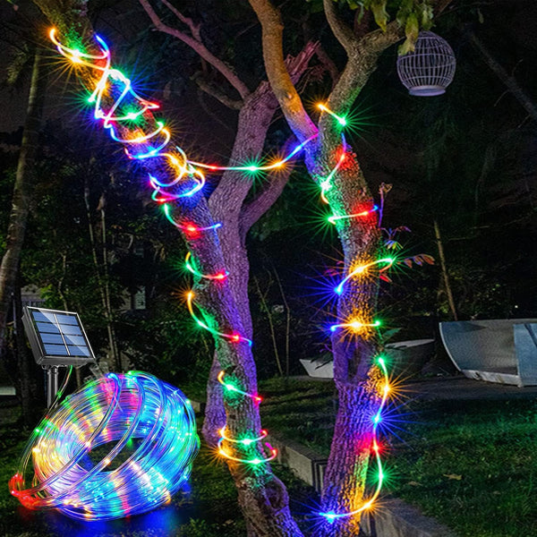 Solar Rope Lights, 39FT IP65 Waterproof Outdoor LED Copper Fairy String Tube Lights for Decoration