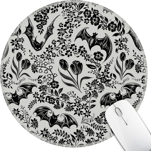 Hancynir Goth Bat Floral Mouse Pad for Desk, Gothic Small Cute Mousepad with