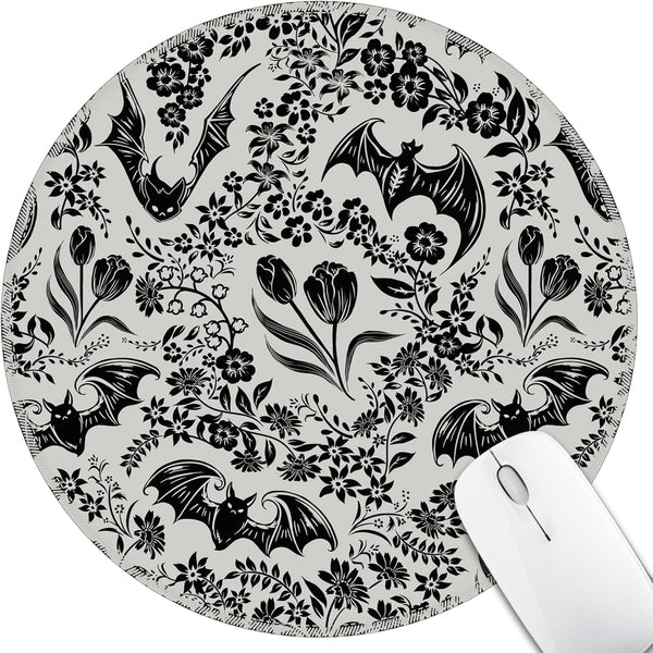 Hancynir Goth Bat Floral Mouse Pad for Desk, Gothic Small Cute Mousepad with