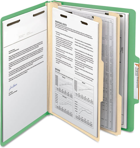 Smead Classification File Folder, 2 Dividers, 2" Expansion, Green, Letter Size, 10 per Box (14002)
