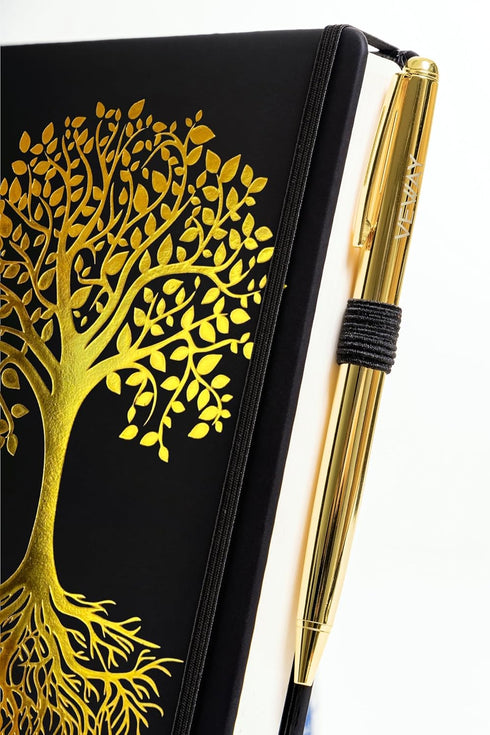 Veway Tree of Life Journal and Pen Gift Set - Vegan Leather A5 Hardcover Fancy Notebook with 224 Lined Pages