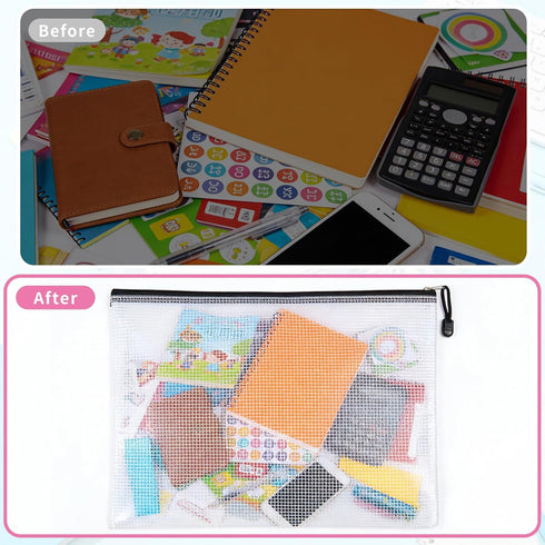 EVERECO 30 Pack A3 (16.7x12 Mesh Zipper Pouch Bags in) - Large Plastic Zipper Pouches for Organizing, Board Game