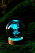 Conalisk 3D Lamp,3.15 inch Base,16 Light,Dimmable Rose Crystal Ball Crystal Ball Night Light with Wooden Colors