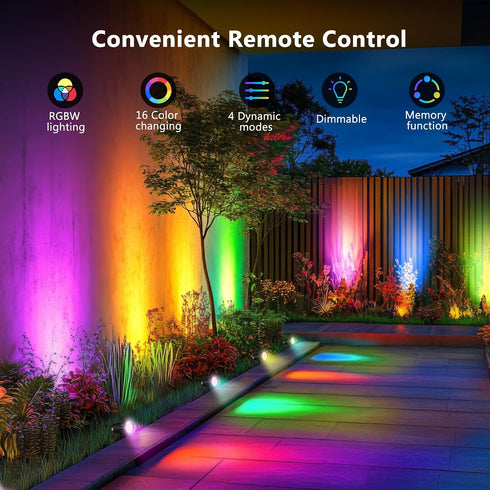 2-in-1 Pool(2 Pack) OurLeeme Lawn Flood Light Stake, Waterproof Outdoor Remote controlle Landscape Lighting Spotlight
