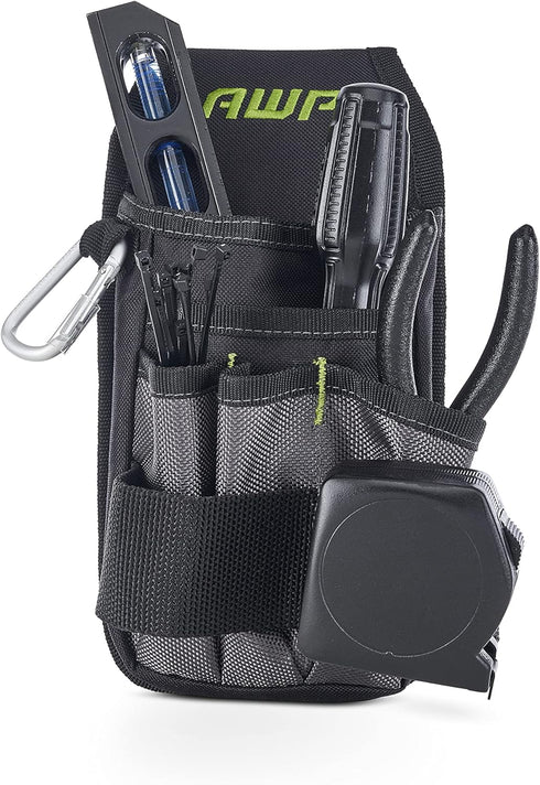 AWP Tool Organizer Pouch with 7 Pockets & Loops, Heavy-Duty Metal Belt Clip Attachment