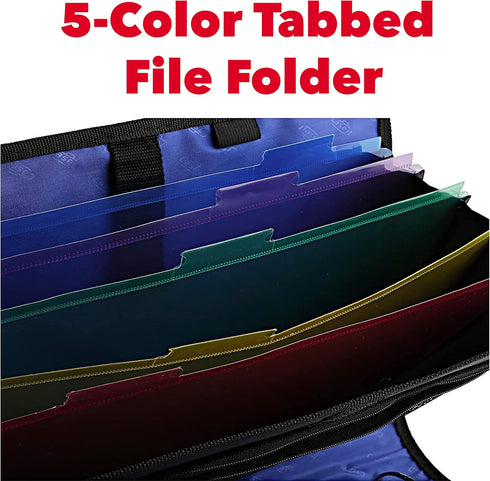 Case-it The Open Tab Velcro Opening Binder, 2 Inch O-Rings, 5 Color Tab Expanding File Folder, 400 Sheet Capacity, Blue