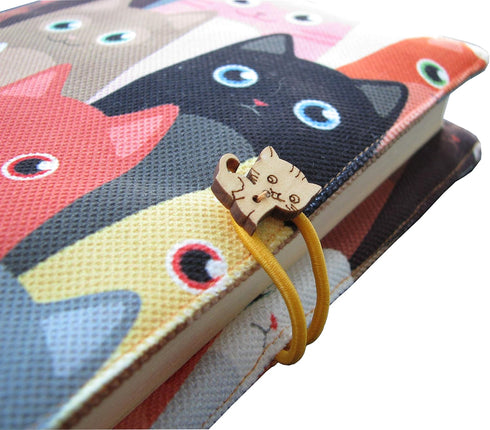 Fabric Novel Book Sleeve for Adults, Cute Cats Pattern, Washable Protector, Padded Case 5.5 x 8.2 x 1.6