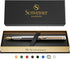 Scriveiner Silver Chrome Fountain Pen - Stunning Luxury Pen with Real Gold Finish, Schmidt Gilded Nib (Fine), Best Gift