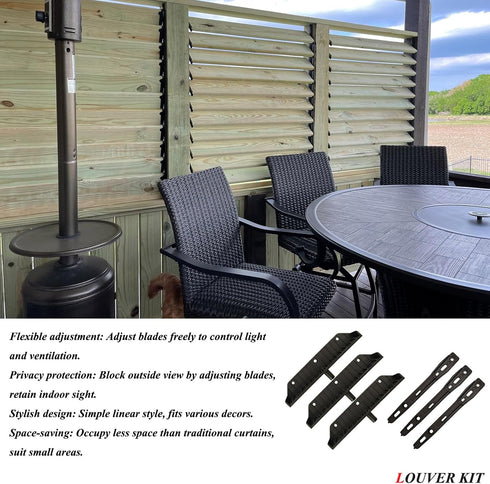 Explranltec 11 (48'') Louver Bracket Kit, Deck Sunblind System, Shutters Hardware System for Windows Garden, Complete