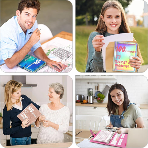 Ospelelf 100 Envelopes Money Saving Challenge Binder, 52 Week Budget Book to Save $10,000