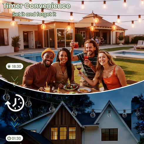 30 G40 Dimmable Bulbs, Svater Solar Outdoor String Lights FT, Patio Lights Shatterproof Vintage Edison Solar Powered