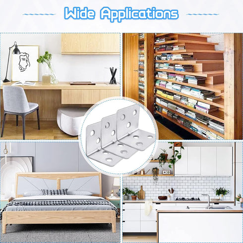 26PCS 156 L Bracket + Screws, Stainless Steel Small Corner Brace for Wooden Shelves, Tables & Cabinets