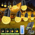 AGELCK 50FT Solar String Lights Outdoor Waterproof w/Remote, 25 Dimmable G40 LED Shatterproof
