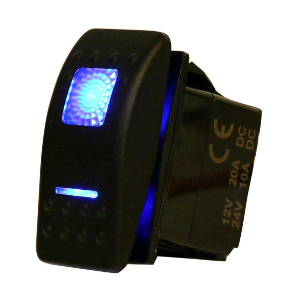 Amarine Made 12v 20A Waterproof Rocker Switch On-Off-On 2 Position Switch Boat Marine DPDT 7 Pin with 2 Blue LED Lights