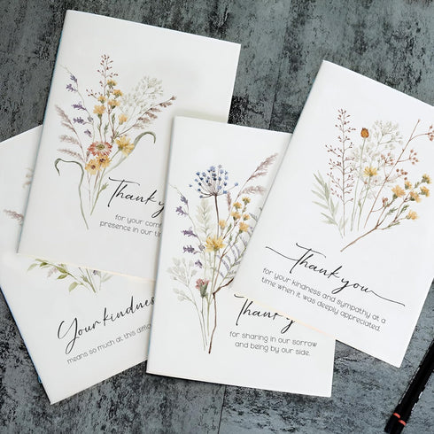 50 46 Pcs Funeral Thank You Cards with Envelopes Message Inside and Matching Stickers - Bulk Watercolor Boho Wildflower