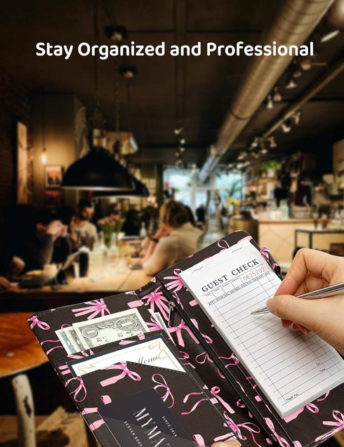 Server Book with Zipper Pocket and Magnetic Closure Server Booklet Waitress Book Serving Book with Money Pocket