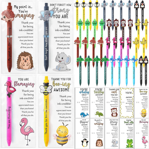 Sayglossy 40 Sets Funny Employee Appreciation Gifts Bulk Funny Animal Thank You Ballpoint