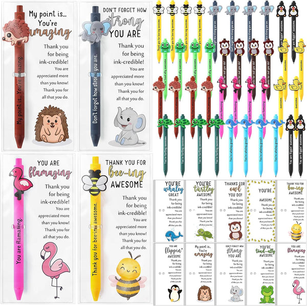 Sayglossy 40 Sets Funny Employee Appreciation Gifts Bulk Funny Animal Thank You Ballpoint
