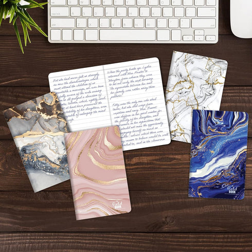 Elan Publishing Company Field Notebook/Pocket Journal, 3.5"x5.5", Marble Covers, Lined Memo Book, Pack of 5