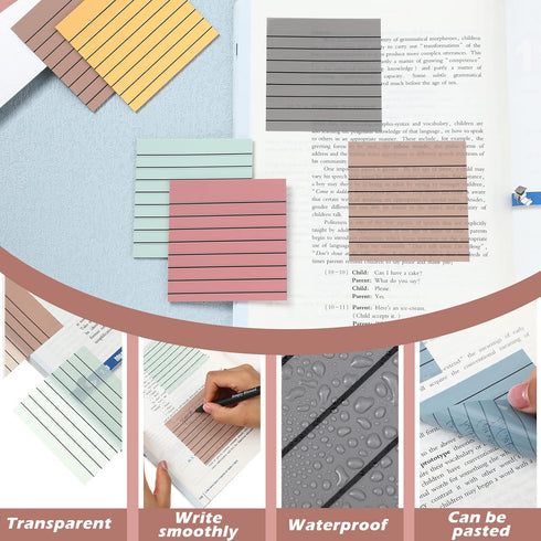 Yinder Transparent Sticky Notes, 24 Pack, 720 Sheets, Translucent Clear Lined Sticky Notes for Bible Tabs