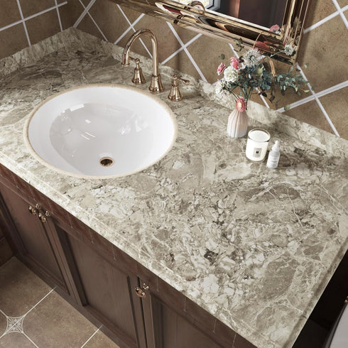 Light Brown Marble Contact Paper, Peel and Stick Removable Waterproof Wallpaper for Kitchen Bathroom Countertops