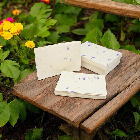 Kathmandu Valley Co. Nepali Cherish Greeting Card & Envelope Box Set, 15 Cards, Handmade Lokta Paper