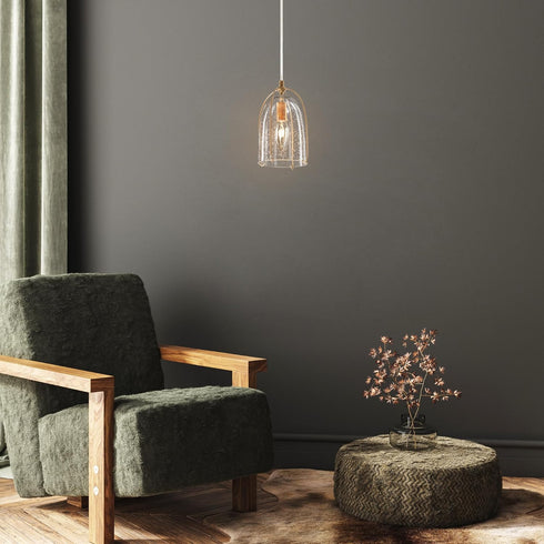 KSANA Gold Pendant Light, Modern Pendant Lighting Fixture with Seeded Glass Shade for Kitchen Island, Dining Room