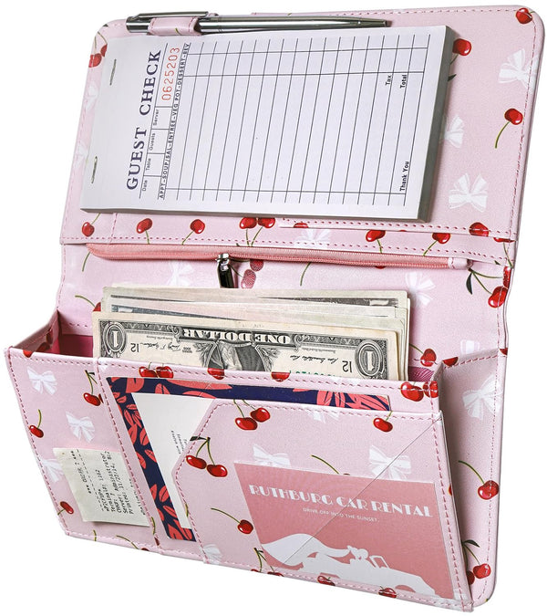 Zreal Cute Server Book for Waitress, Waiter Book with Zipper and Magnetic