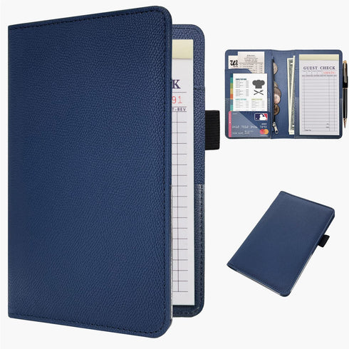 RSAquar Server Book Organizer with Zipper Pocket, PU Leather Restaurant Guest Check