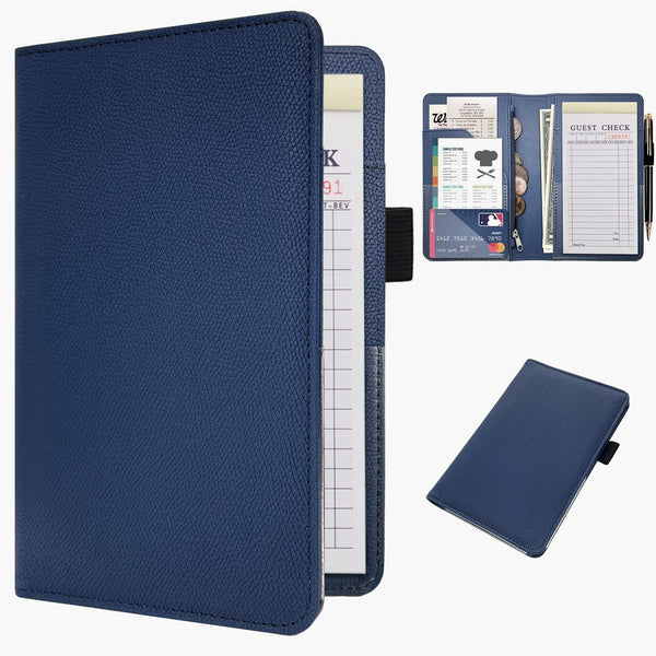 RSAquar Server Book Organizer with Zipper Pocket, PU Leather Restaurant Guest Check