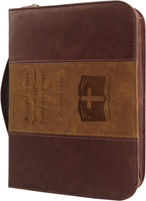 GraduatePro Bible Cover for Men & Women, Large PU Leather Zippered Scripture Bag with Carrying Handle, Psalm 46:10,