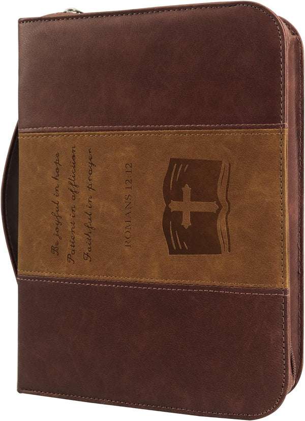 GraduatePro Bible Cover for Men & Women, Large PU Leather Zippered Scripture Bag with Carrying Handle, Psalm 46:10,