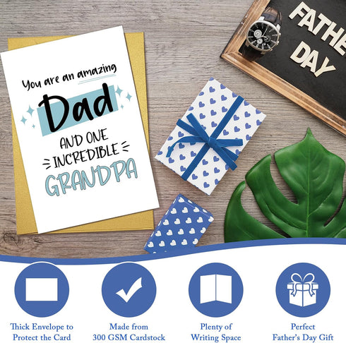 Qiliji Father's Day Card for Grandpa, Happy Father's Day Card from Kid, Grandpa Birthday Card, You Are An Amazing Dad